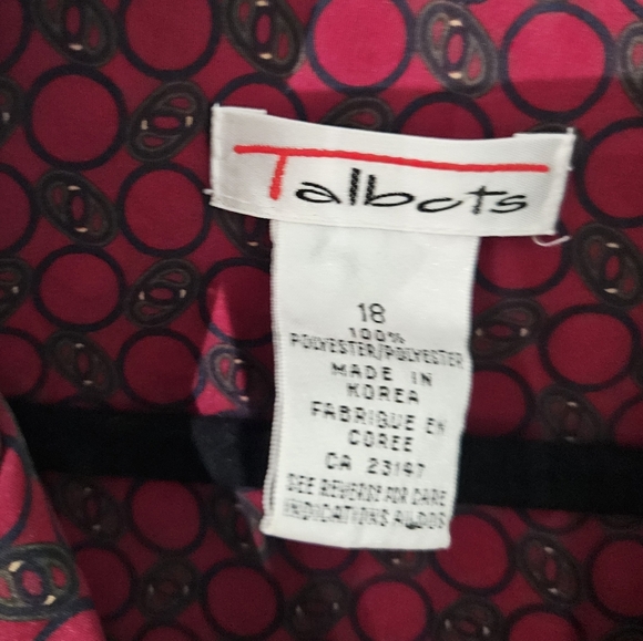 Vintage Talbots Geometric Print Button-up Long Sleeve Belted Shirt Dress size 18 - Picture 6 of 7